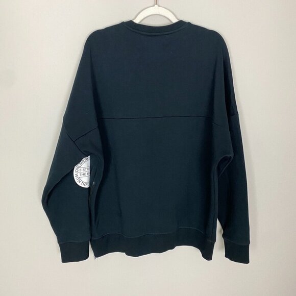 Adidas Originals 3 Stripes Black Crewneck Sweatshirt Side Zip Mens XL Logo - Picture 6 of 8